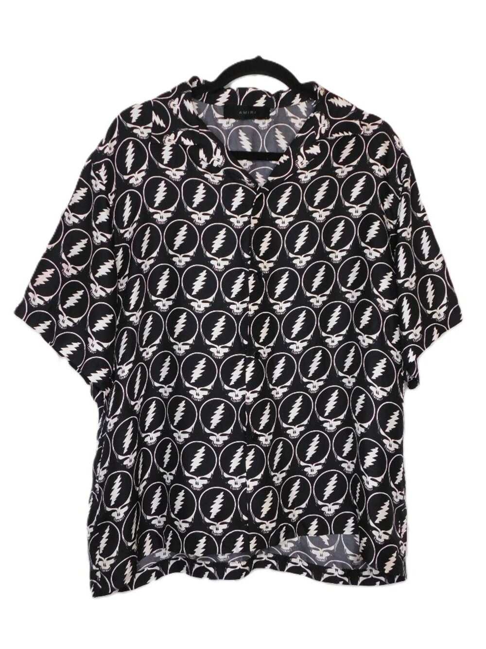 AMIRI Black & White Grateful Dead Short Sleeve Shirt | Silk | GUC | Large